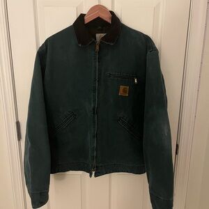 Vintage Carhartt Green Jacket with Black Collar